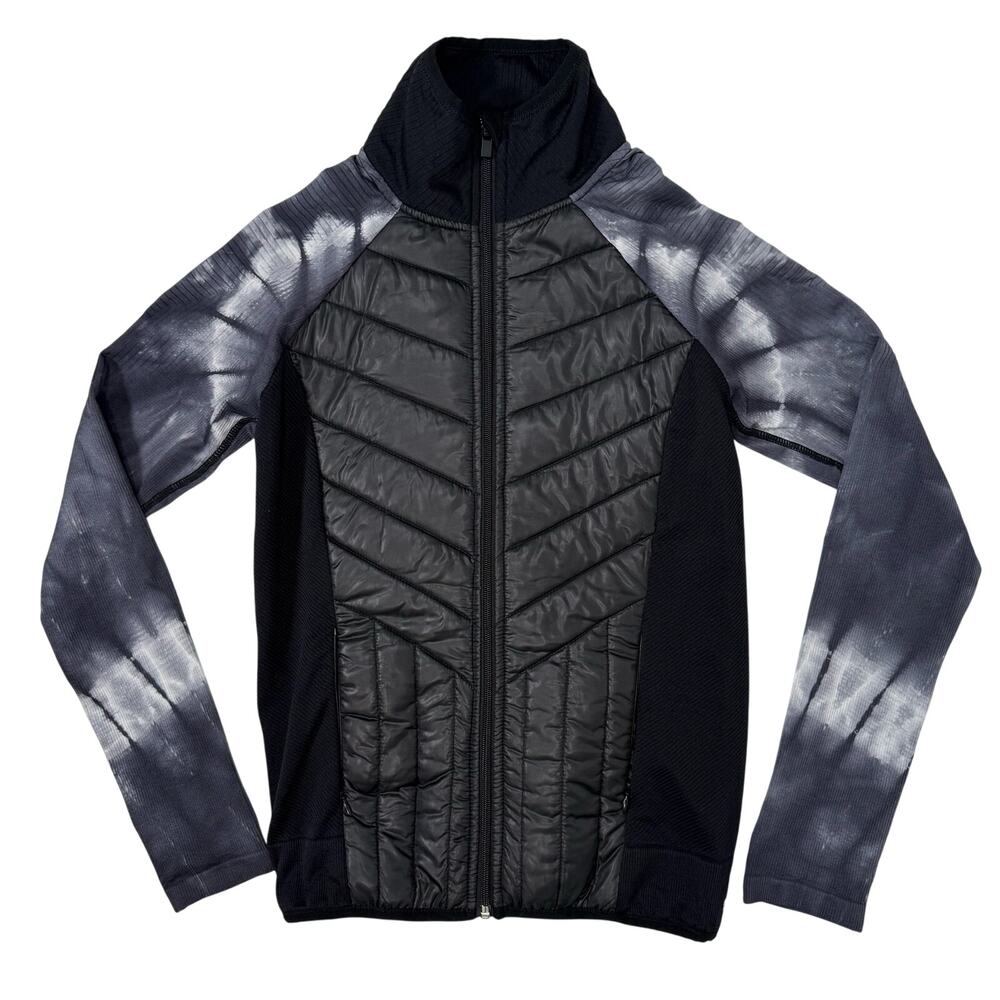 Zella Black Track Jacket Women's XS Tie-Dye Sleeves Zip Front Activewear